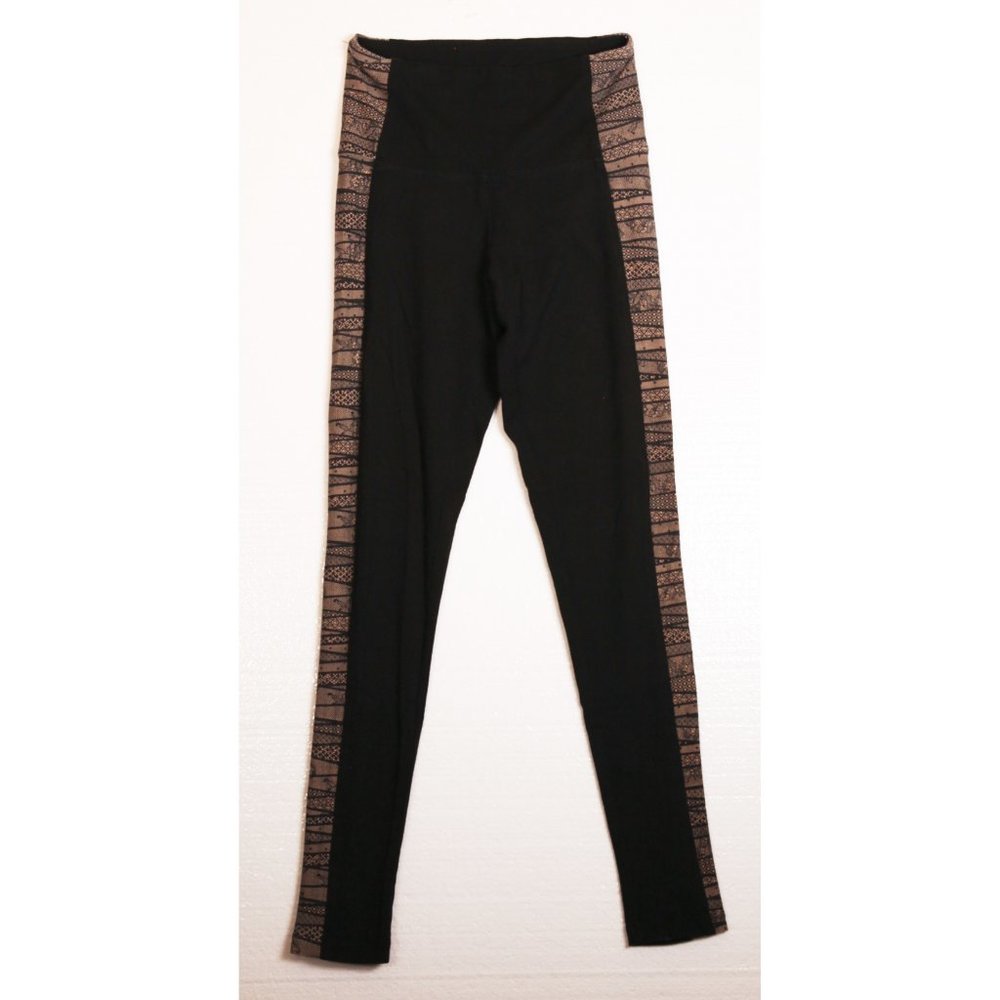 Victoria Sport Leggings Lined Black Lace w Solid Black xs